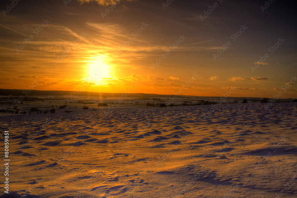 Schneelandschaft Sonnenuntergang Schneelandschaft Sonnenuntergang