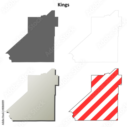 Kings County (California) outline map set