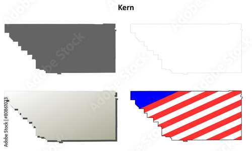 Kern County (California) outline map set