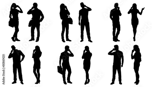 people use smartphone silhouettes