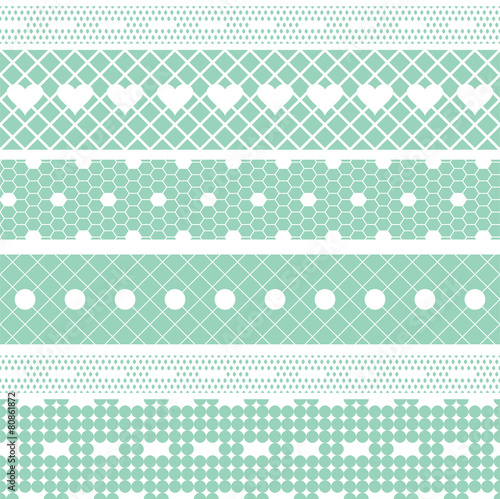 White lace ribbons vector fabric seamless pattern