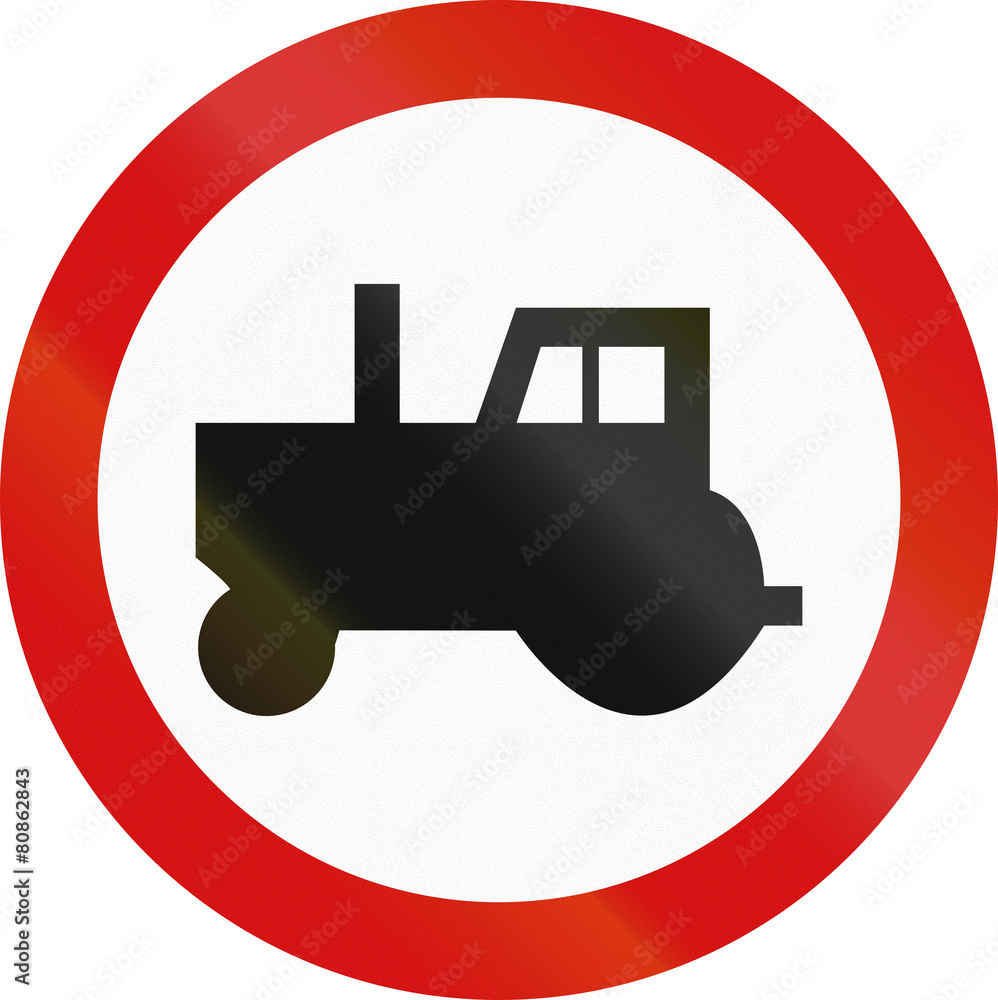 Polish traffic sign: No tractors, construction vehicles, etc Polish traffic sign: No tractors, construction vehicles, etc