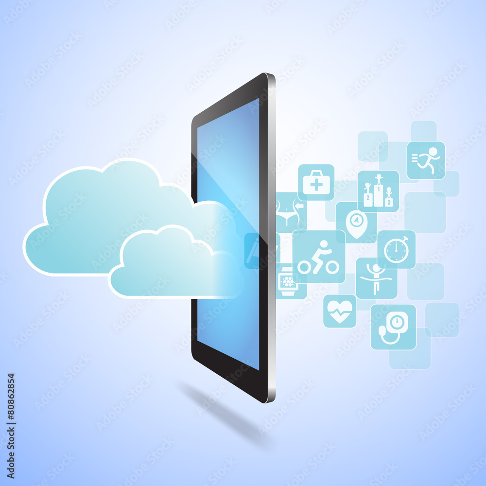 Health and Cloud Computing concept Health and Cloud Computing concept