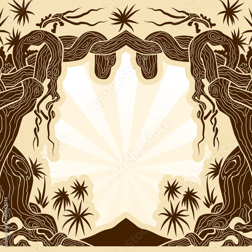 tree with lianas monochrome