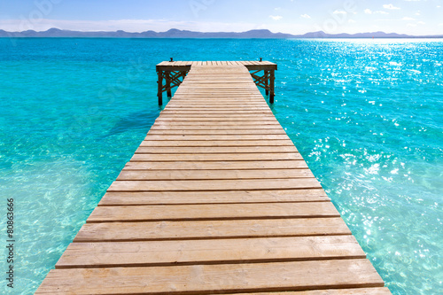 Platja de Alcudia beach pier in Mallorca Majorca