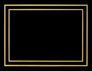 The antique gold frame on the black background