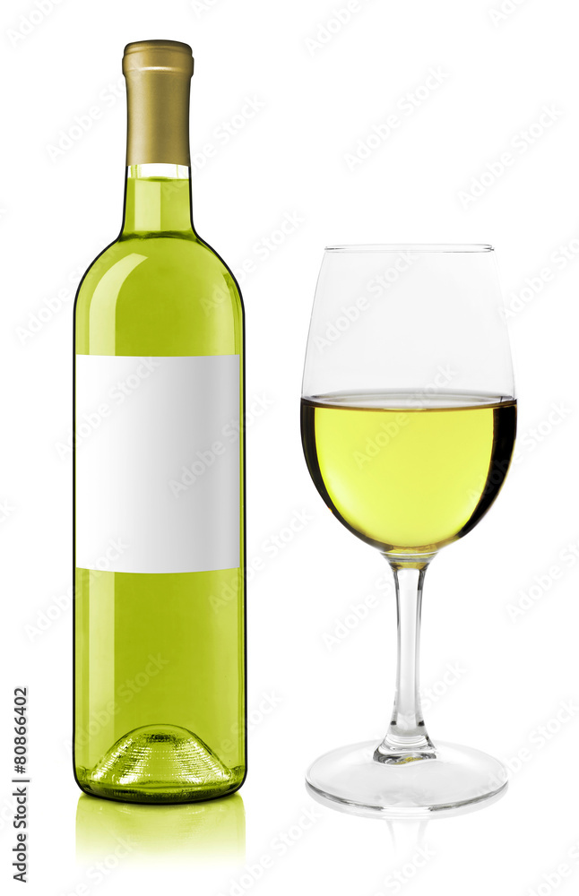 Wine bottle and glass