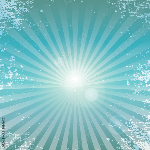 Vector shiny blue sky background with ray of light