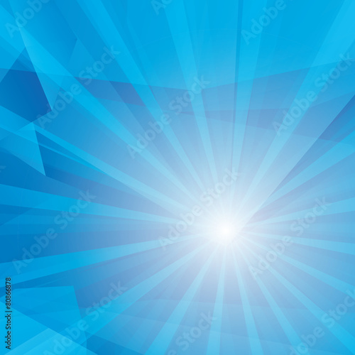 Vector shiny blue sky background with ray of light