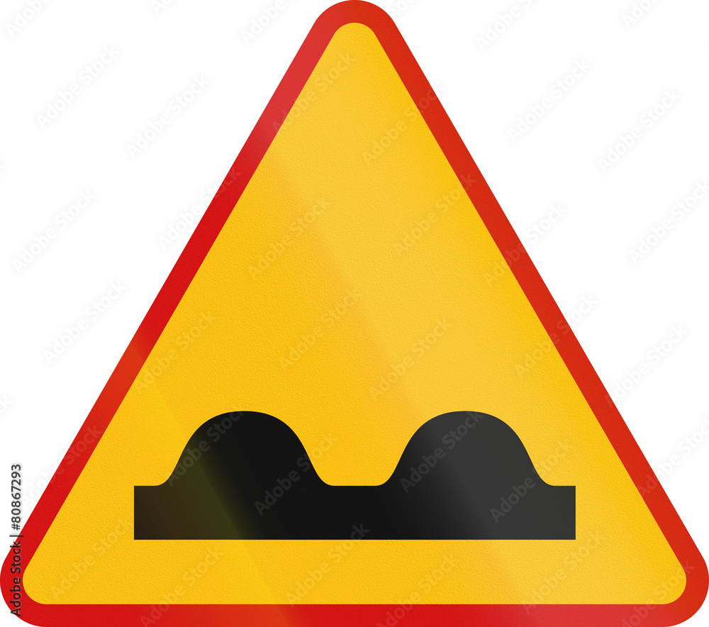Polish sign indicating uneven road Polish sign indicating uneven road