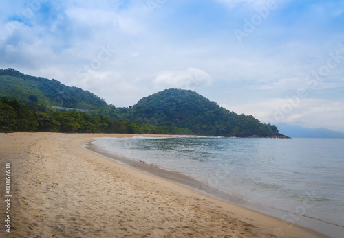 beautiful view of Ubatuba beach in Sao Paulo state  Brazil