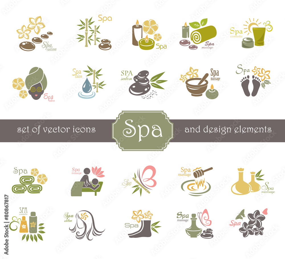 Spa logo and design elements.