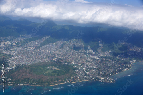 Aerial of Diamond Head Crater, Kaimuki, Kahala, and Honolulu wit