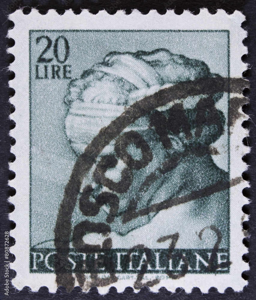 Obraz premium Italian stamp shows a lady