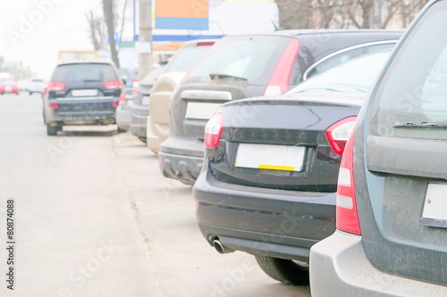 cars on a parking in Tula, Russia