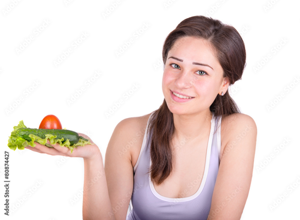 beautiful girl holding fresh vegetables beautiful girl holding fresh vegetables