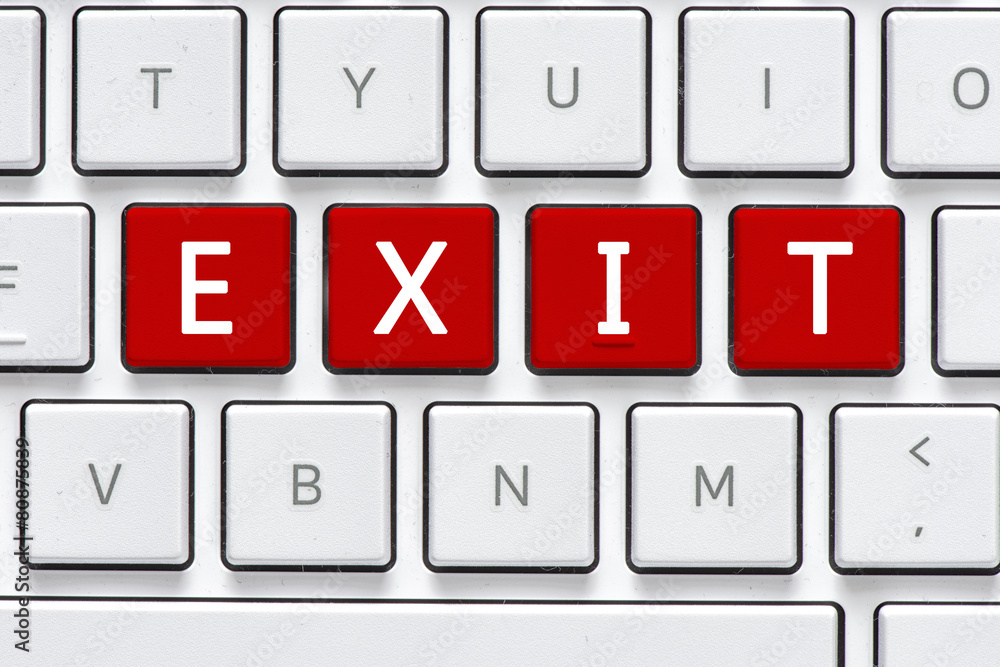 Computer white keyboard with exit button Computer white keyboard with exit button