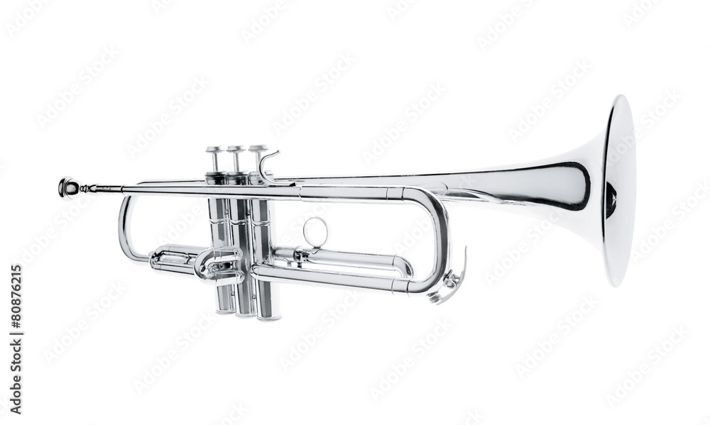 silver brass trumpet isolated on white background silver brass trumpet isolated on white background