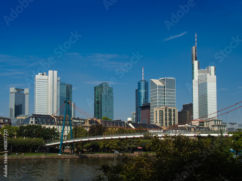 Skyline of Frankfurt  Germany  in front of the river Main