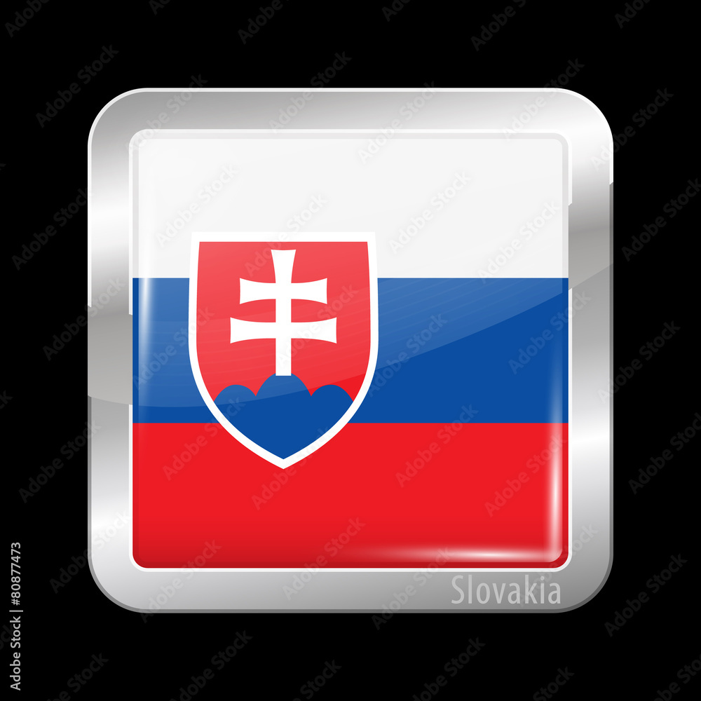 Flag of Slovakia. Metal Icons