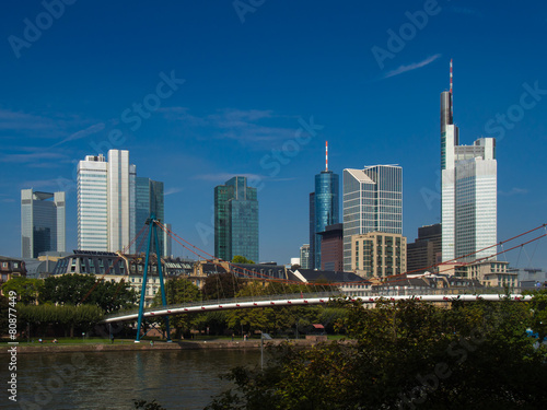 Skyline of Frankfurt, Germany, in front of the river Main