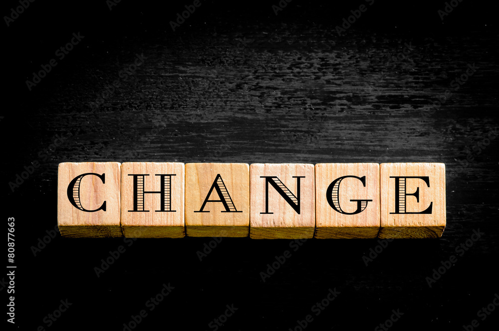 Obraz premium Word Change isolated on black background