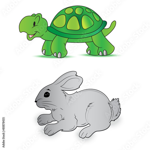 Rabbit, turtle, speed, vector, illustration