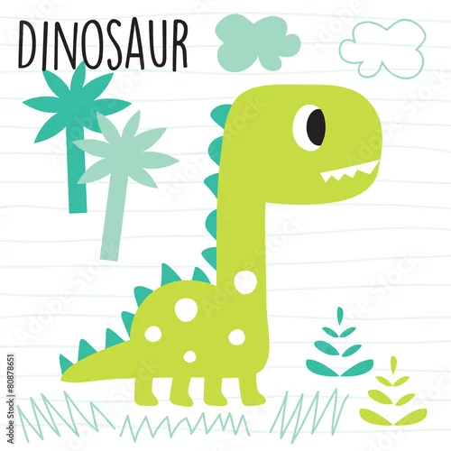 Obraz mały uśmiechnięty dinozaur 