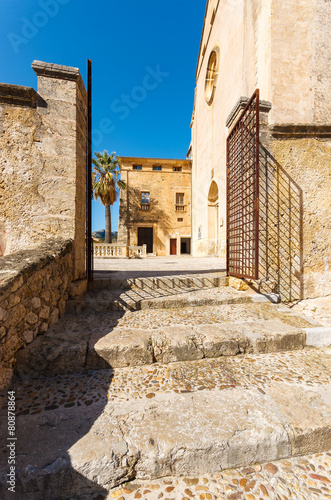 Church in historic old town of Pollenca  Majorca island  Spain