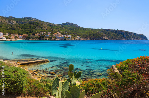 Fototapeta Naklejka Na Ścianę i Meble -  View of sea in Sant Elm holiday town, Majorca island, Spain