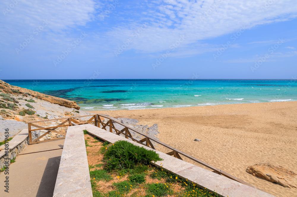 View of Cala Mesquida bay and beach, Majorca island, Spain