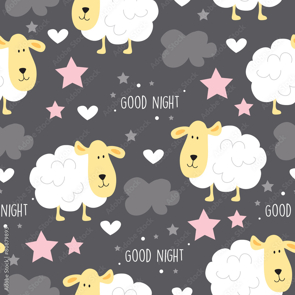 Fototapeta premium seamless sheep pattern vector illustration