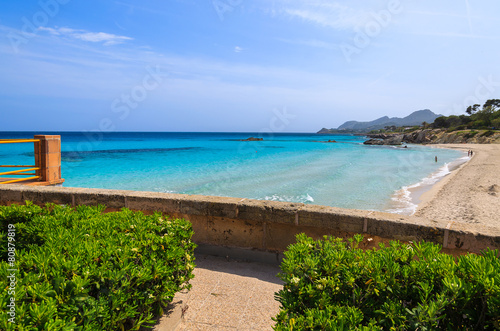 Azure sea of Son Mol beach on coast of Majorca island, Spain © pkazmierczak