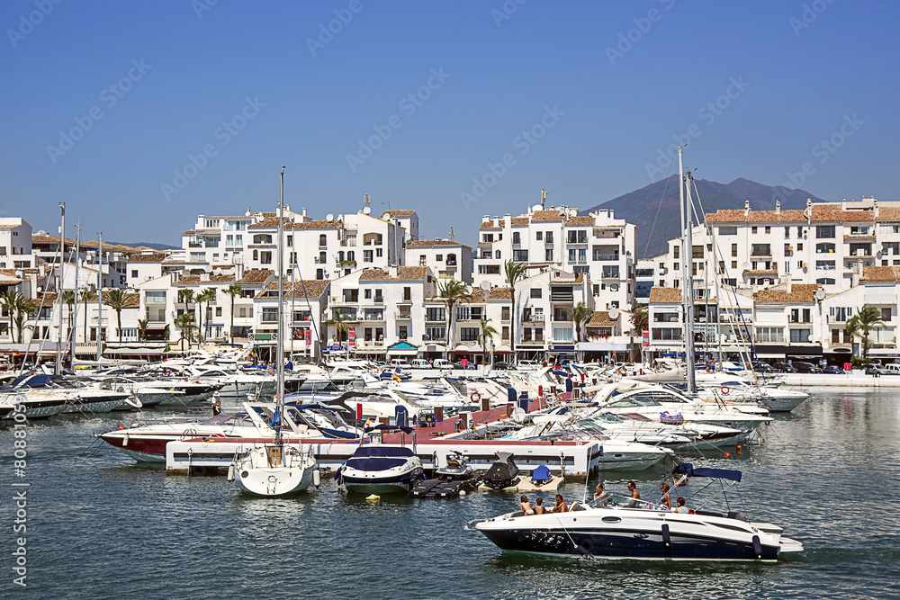 Marina in summer Puerto Banus in Spain