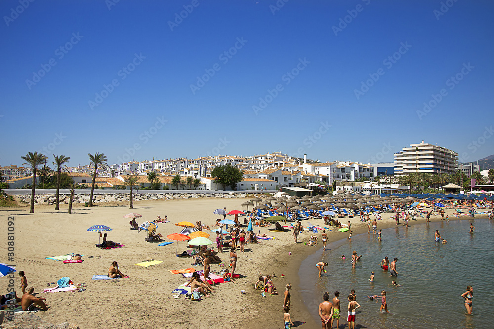 Beach in the Puerto Banus in Spain
