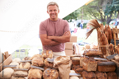 Male Bakery Stall Holder At Farmers Fresh Food Market