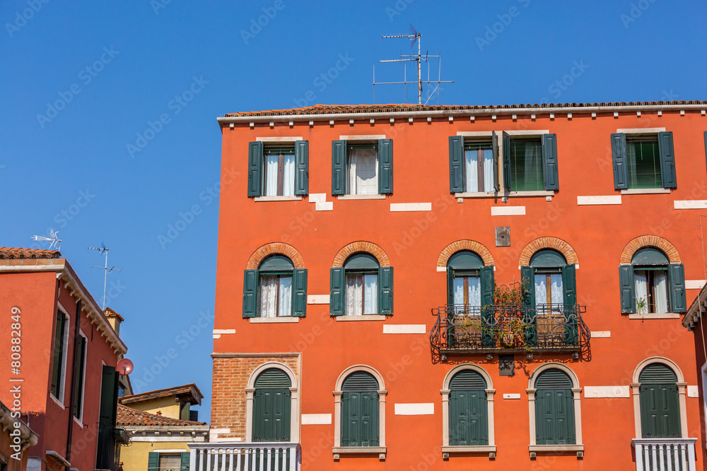 Beautiful venetian windows of a typical Venetian house, Italy