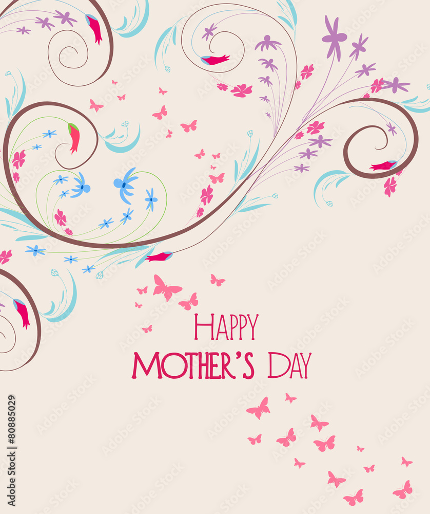 happy mother's day greeting card with floral