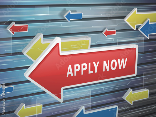 moving red arrow of apply now words