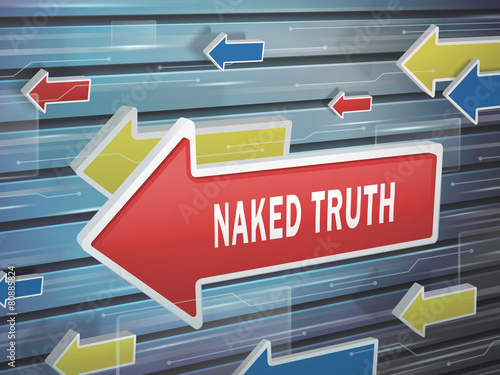 moving red arrow of naked truth words