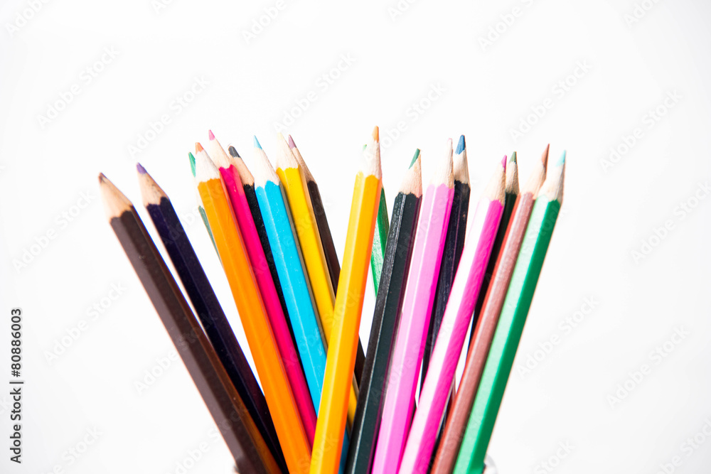row of childrens coloured led crayon pencils. row of childrens coloured led crayon pencils.