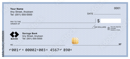 Blank bank check