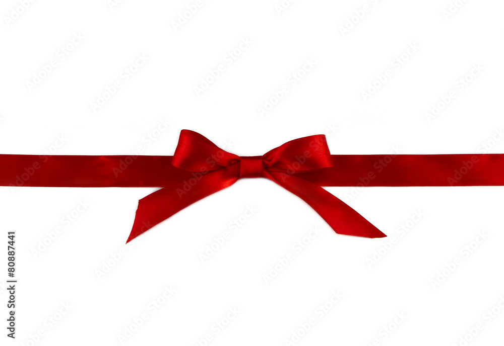 Red ribbon with bow isolated on white background Red ribbon with bow isolated on white background