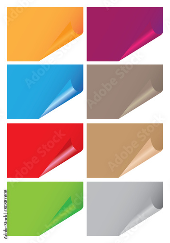 Vector illustration of papers with page curl