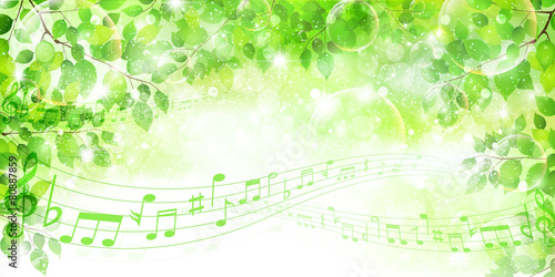 葉　音符　背景