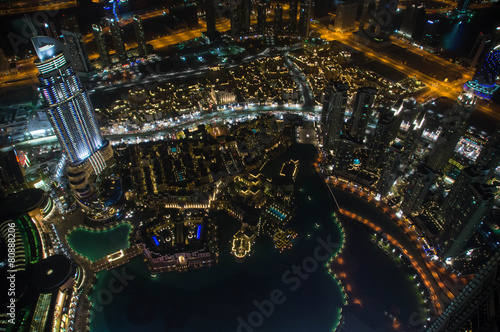 Night Dubai from height of bird's flight