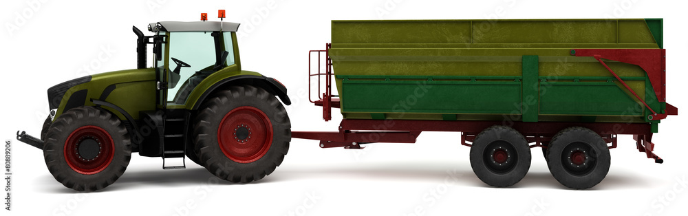 Fototapeta premium Traktor mit einem Ladewagen