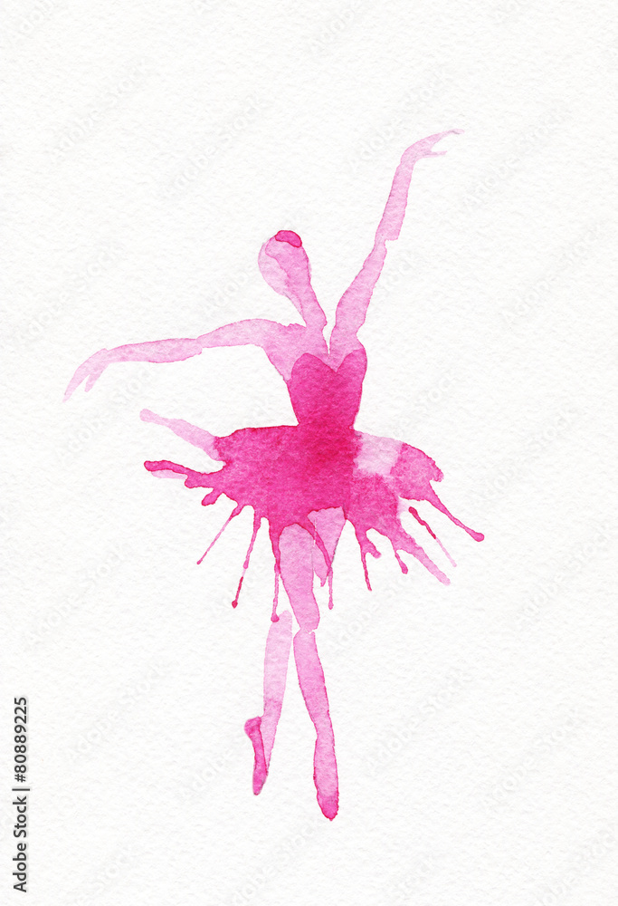 Fototapeta premium Dancing Ballerina. Watercolor illustration
