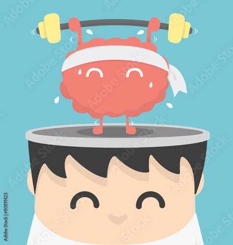 Businessman exercising  brain