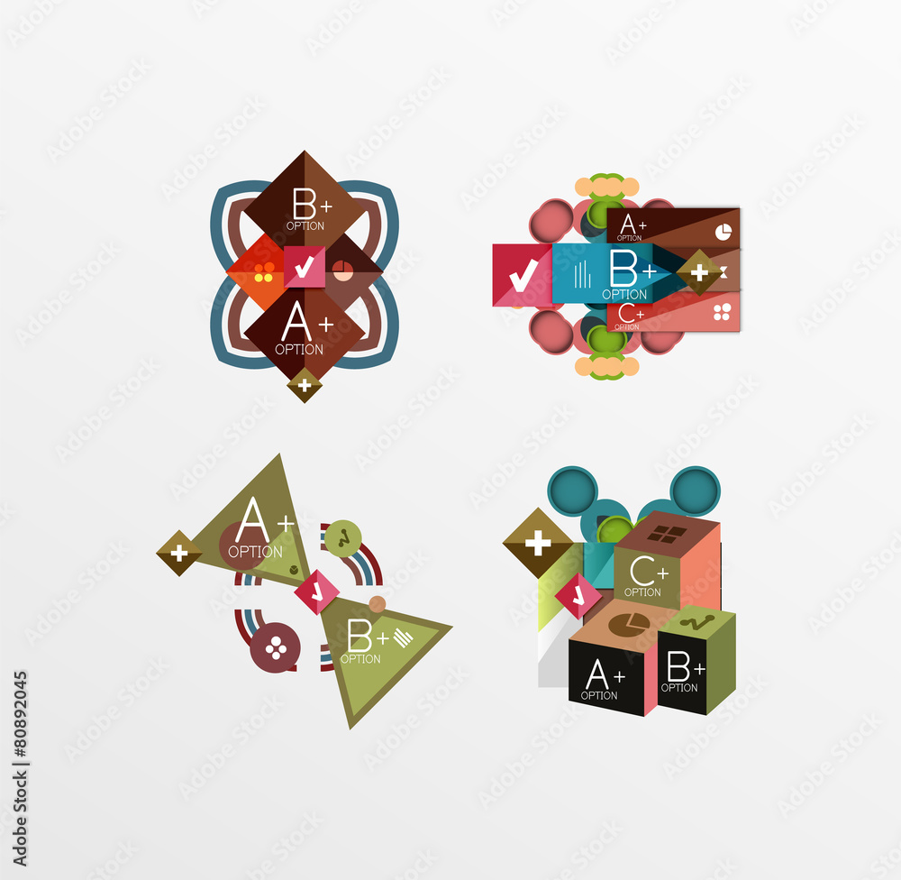 Fototapeta premium Set of abstract geometric shapes with options